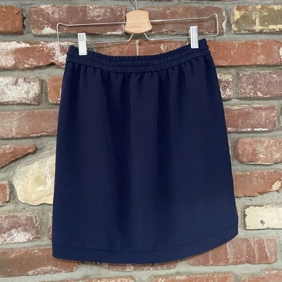 J.Crew Navy Blue Drapey Double-twill Skirt - Picture 7 of 8